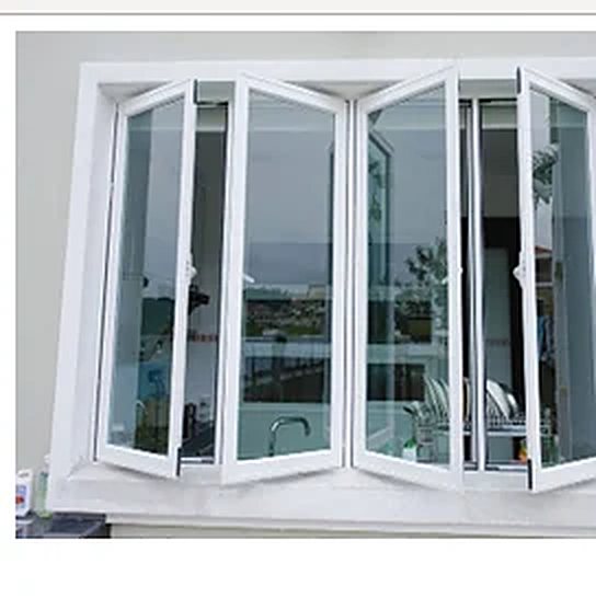 Installed white Fenesta uPVC casement windows by Dolphin Windows, Coimbatore