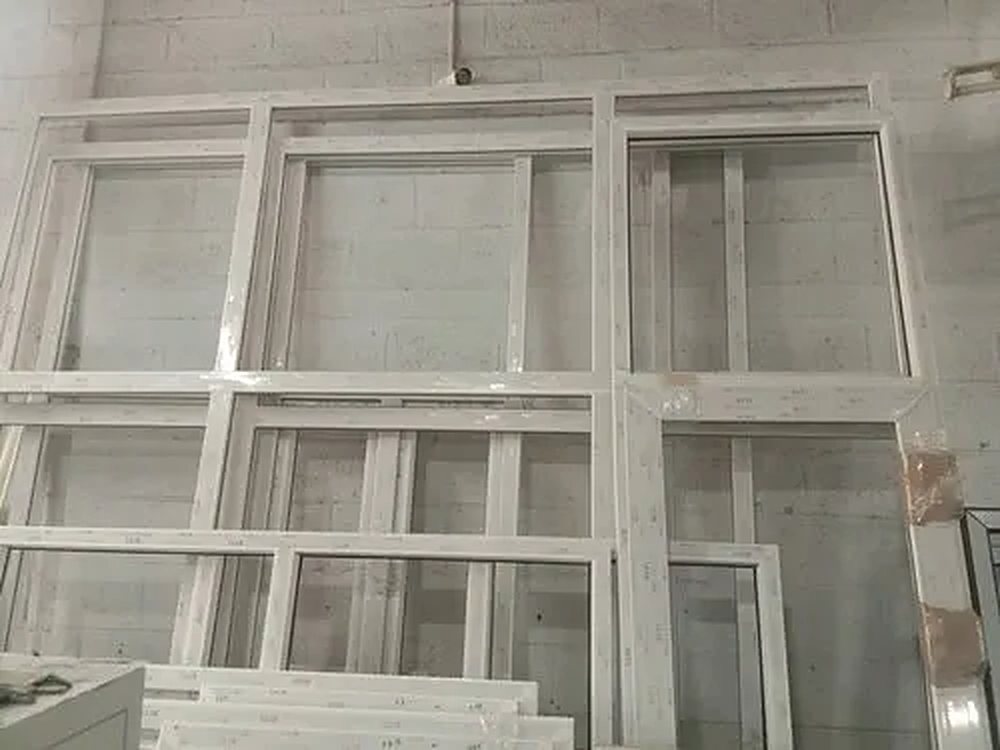 Large uPVC casement door frames ready for glazing at Dolphin Windows